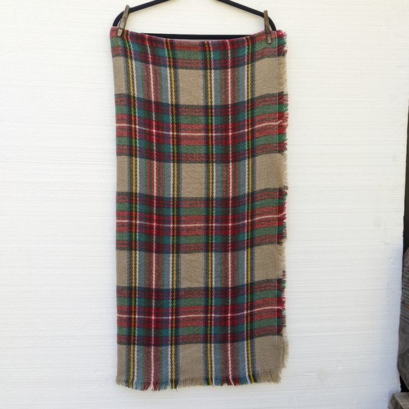 Accessories - Plaid Red, Green and Cream Blanket Scarf
